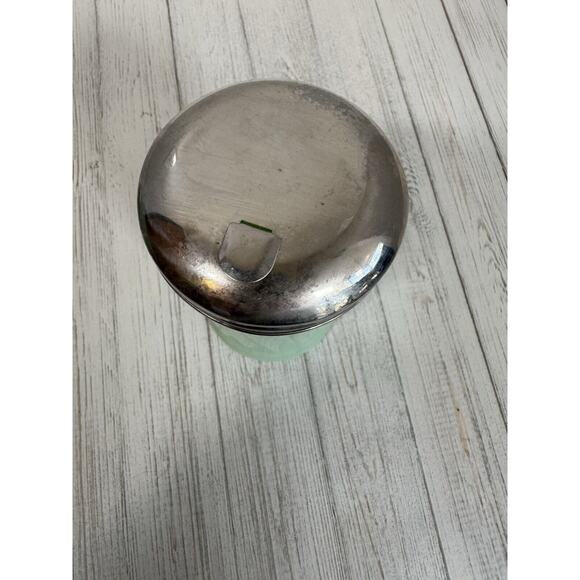 Vintage Jadite Ribbed Sugar Jar Pour Table Top Dispenser Stainless Flip Top Lid - Picture 2 of 10